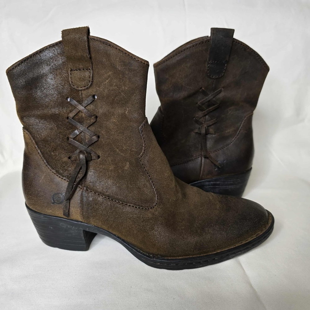 Born Dark Brown Leather Ankle Booties